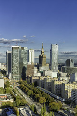 Warsaw downtown aerial view