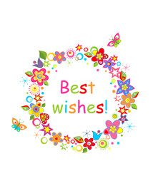 Greeting card with floral wreath