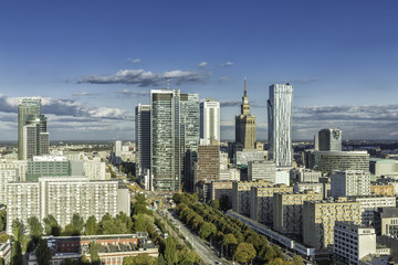Warsaw downtown aerial view
