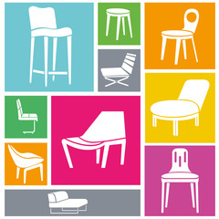 chair icon set, interior design