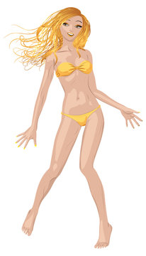 Girl in yellow bikini