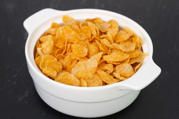 cornflakes in white bowl