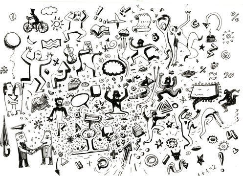 People hand drawn doodle