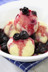 Blueberry Quark Dumplings with Blueberry Compote