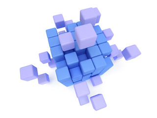 Cubes block. Assembling concept. On white.