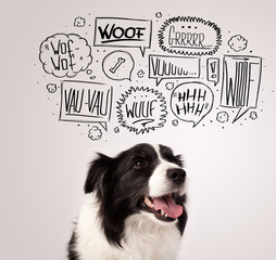 Cute dog with barking bubbles