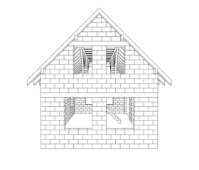 gable house construction line drawing vector