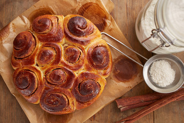 Homemade cinnamon roll cake