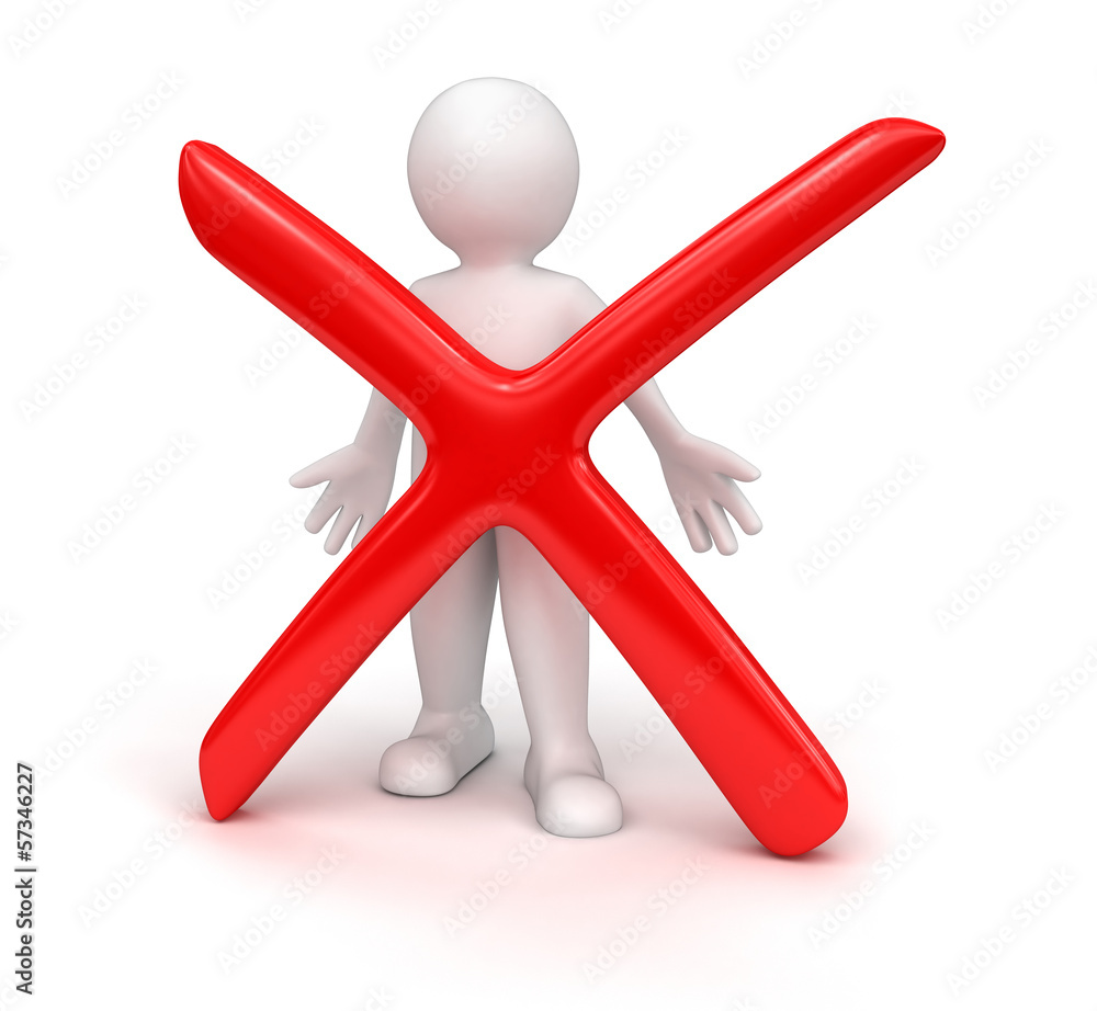 Poster man and cross (clipping path included)