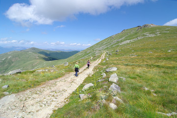 Fototapeta na wymiar Two Hikers Along On Pelister National Park, Republic Of Macedoni