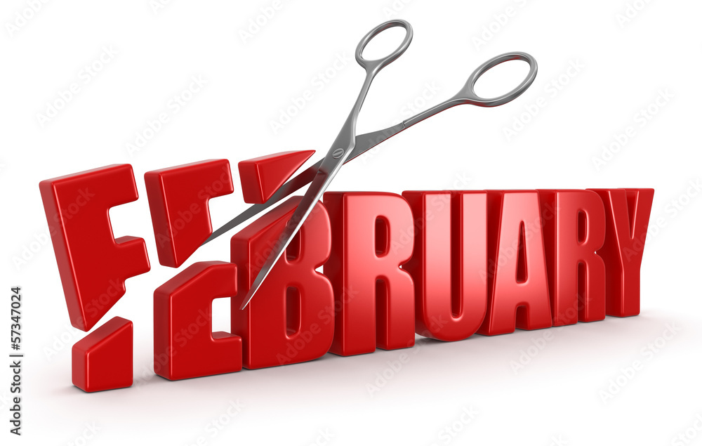 Poster scissors and february (clipping path included)