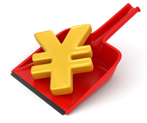 Fototapeta premium Dustpan and Yen Sign (clipping path included)