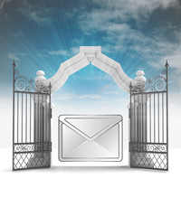 divine message information in heavenly gate with sky flare