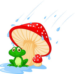Fototapeta premium Illustration of mushroom with a toad