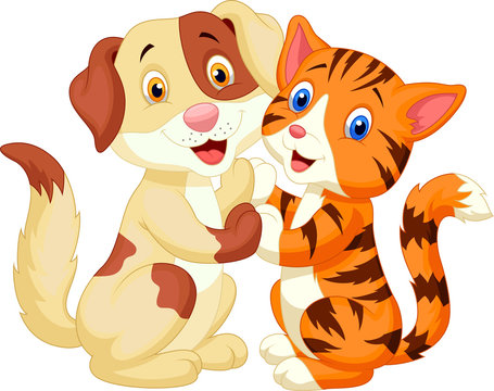 Cute cat and dog cartoon