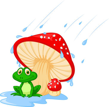 recommend clip art: Illustration of mushroom with a toad