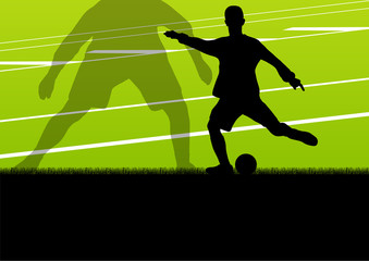 Soccer football players active sport silhouettes vector backgrou