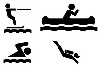 Activités nautiques en 4 icônes