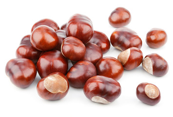 heap of chestnuts isolated on white background