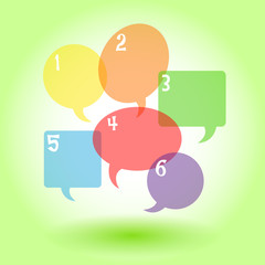 Transparent speech bubbles with numbers