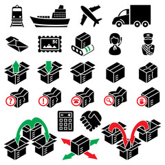vector parcel delivery icon set