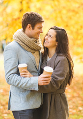 Fototapeta premium romantic couple in the autumn park