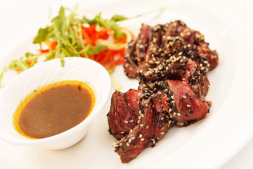 Beef fillet with salad