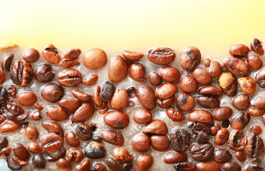 Coffee beans background with space for text