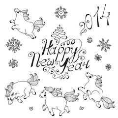 Hand drawn elements for New Year design.