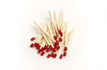 red matches isolated on a white background