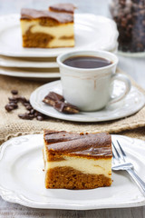 Piece of toffee and vanilla cake