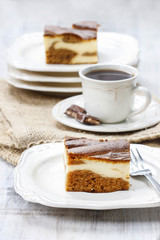 Piece of toffee and vanilla cake
