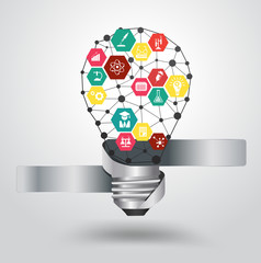 Vector light bulb idea with chemistry and science icon