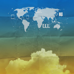 cloud computing on sticky note with crumpled paper