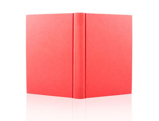 red cover opened book