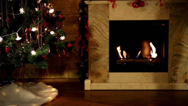 pretty female santa brings a lot of presents