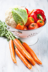 colorful vegetables in colander