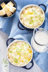 mashed potatoes in small pots