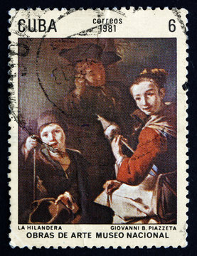 Postage stamp Cuba 1981 The Spinner, by Giovanni Battista Piazze