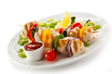 Grilled meat and vegetables