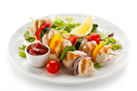 Grilled meat and vegetables