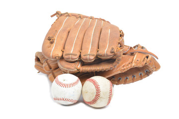 Baseball glove and ball