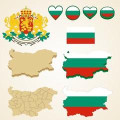 Bulgaria Map, Vector 3D pack of Bulgaria and flag