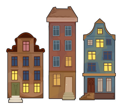 Set of 3 different pretty cute houses