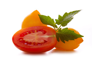 Fresh red and yellow tomatoes. 