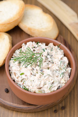 pate of smoked fish with sour cream, dill and toasted bread