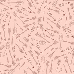 Seamless pattern with arrows of Cupid. Vector illustration.