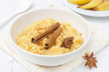 Spiced quince puree with anise and cinnamon closeup