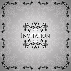 Vintage black frame on a silver background