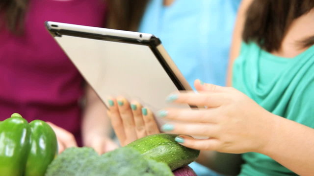 Hands Healthy Caucasian Family Tablet Technology Kitchen